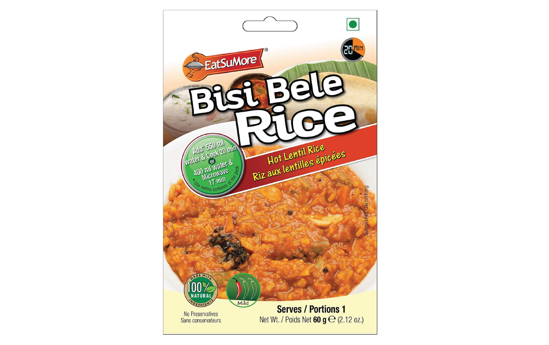 EatSuMore Bisi Bele Rice    Pack  60 grams